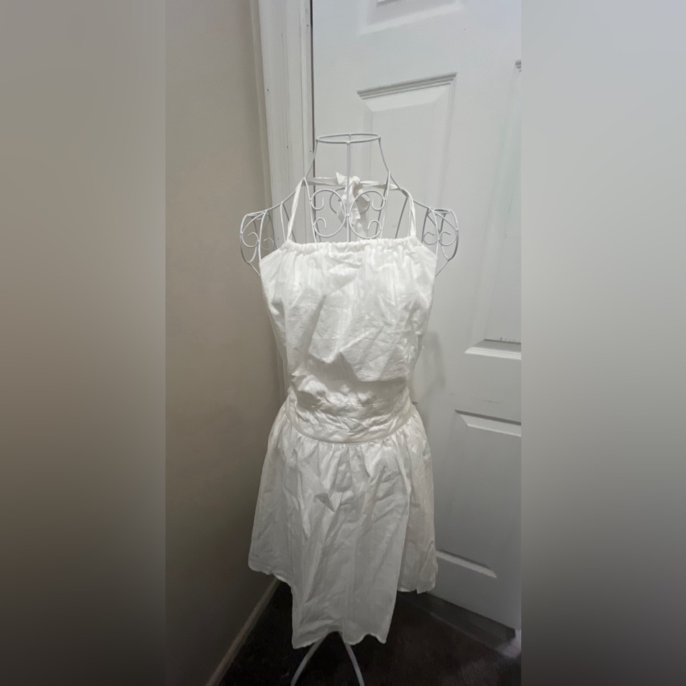 Wild Fable White tie around neck and waist backless cotton dress sz L
